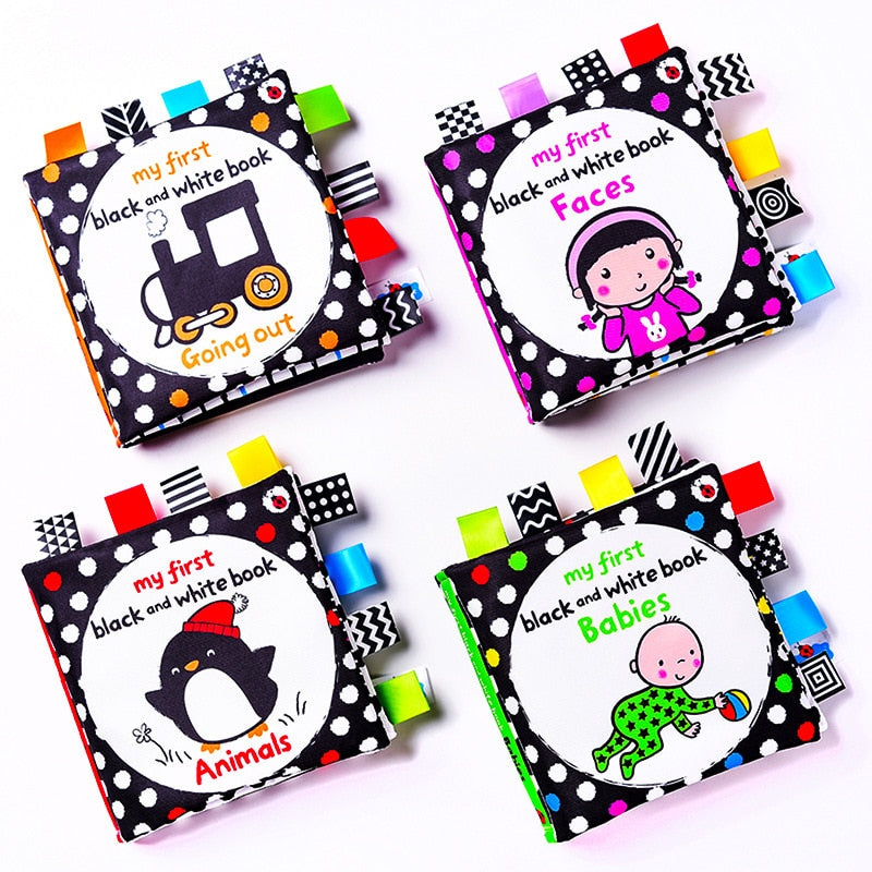 LakaRose Baby Black & White Cloth Quiet Book – Newborn Early Education