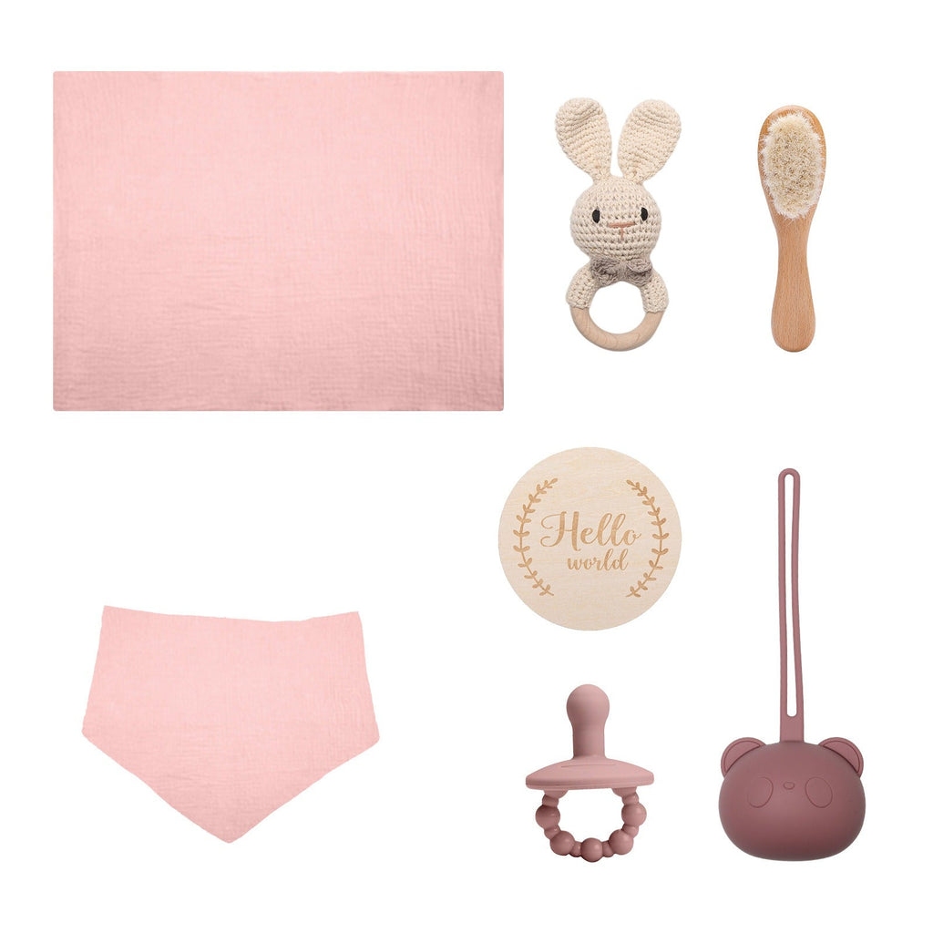Newborn Baby Gift Set – Bath Towel, Brush & Pacifier