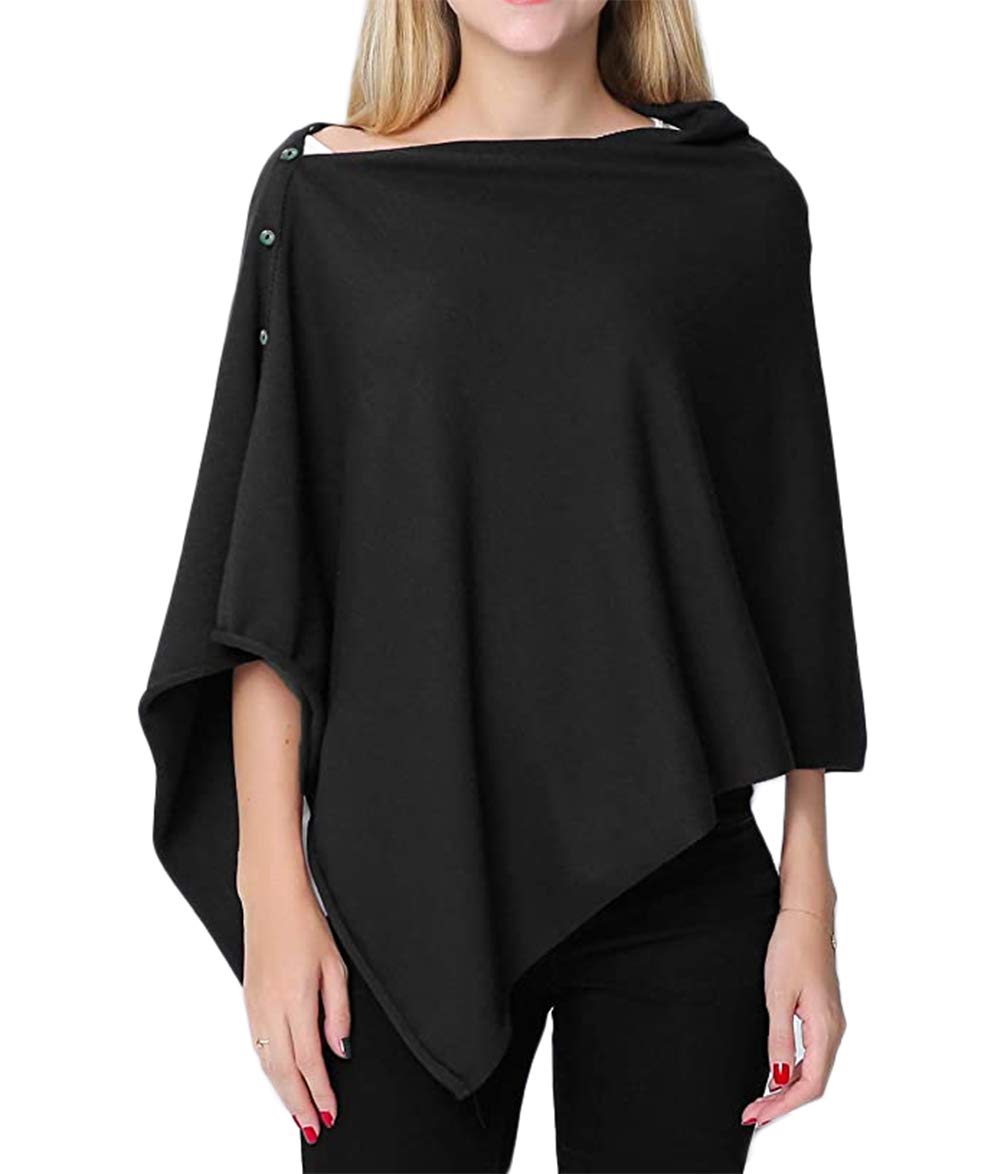 stylesilove Multi-Use Knit Nursing Shawl Poncho Adjustable Buttons for Breastfeeding Protection Nursing Cover Infinity Scarf