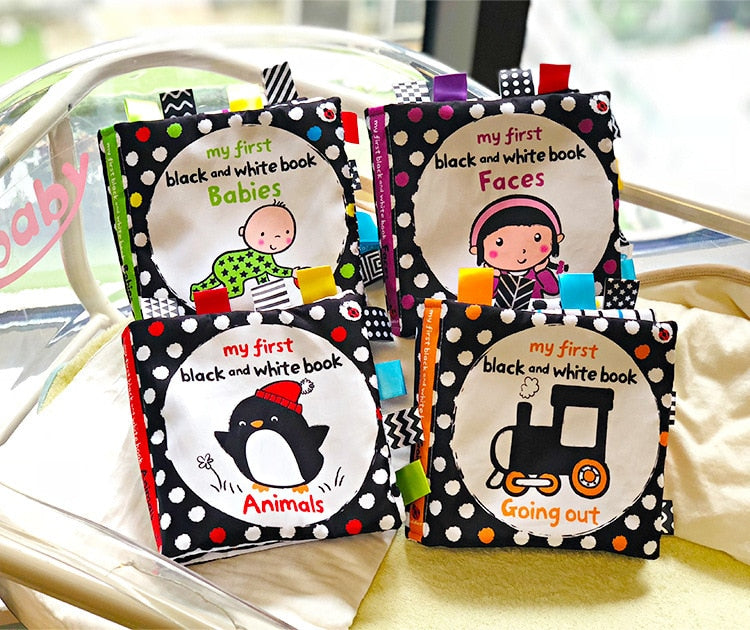 LakaRose Baby Black & White Cloth Quiet Book – Newborn Early Education