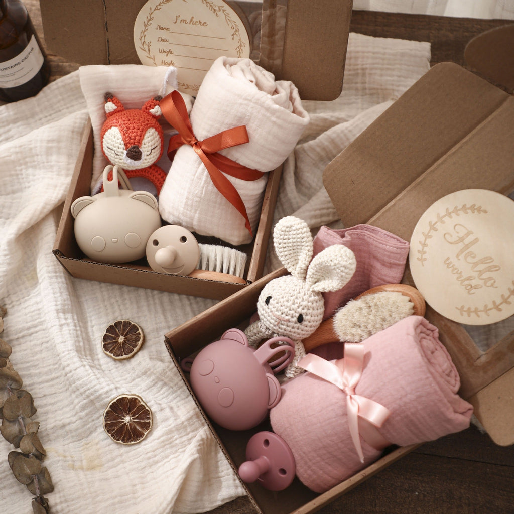 Newborn Baby Gift Set – Bath Towel, Brush & Pacifier