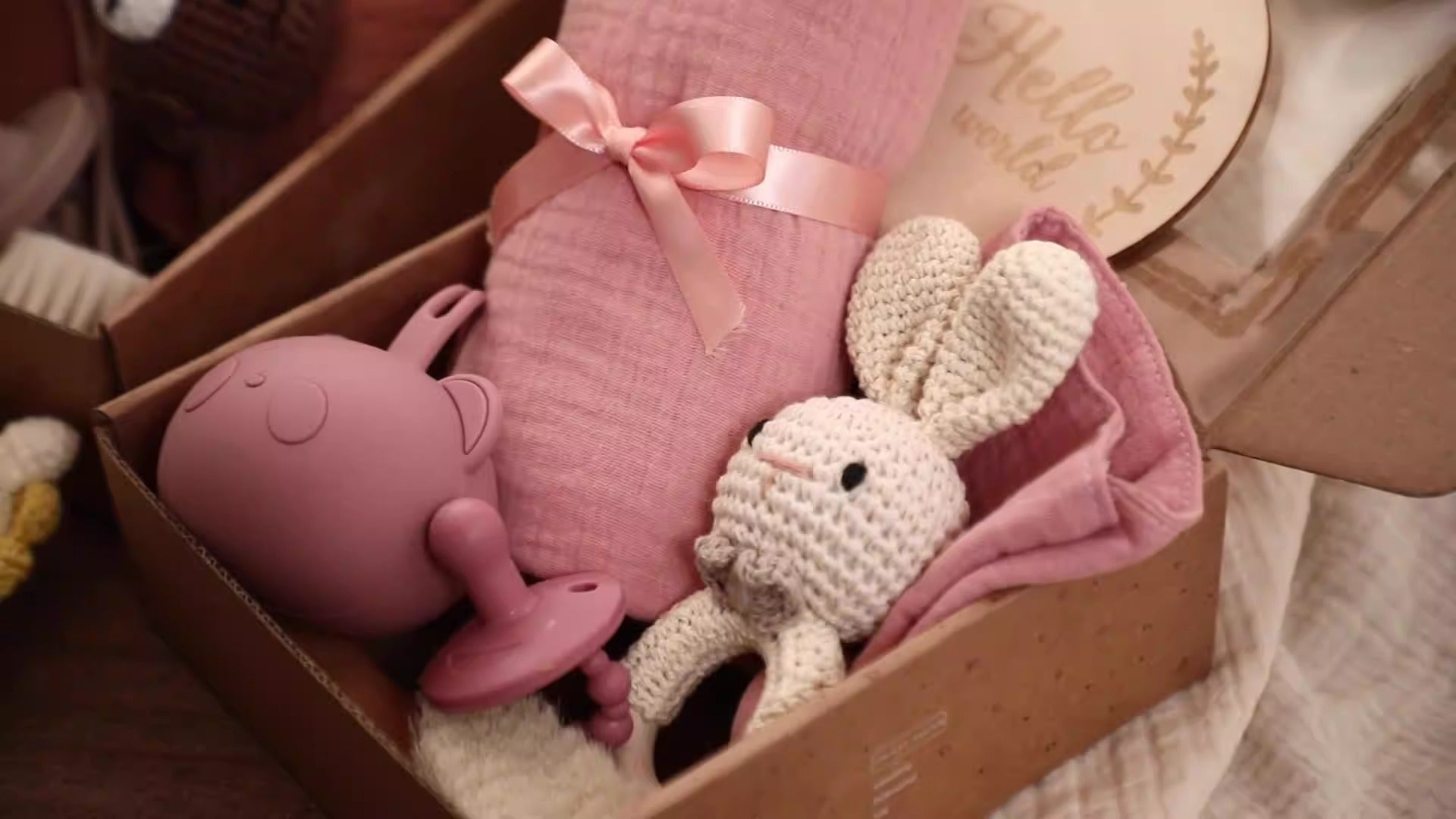 Newborn Baby Gift Set – Bath Towel, Brush & Pacifier
