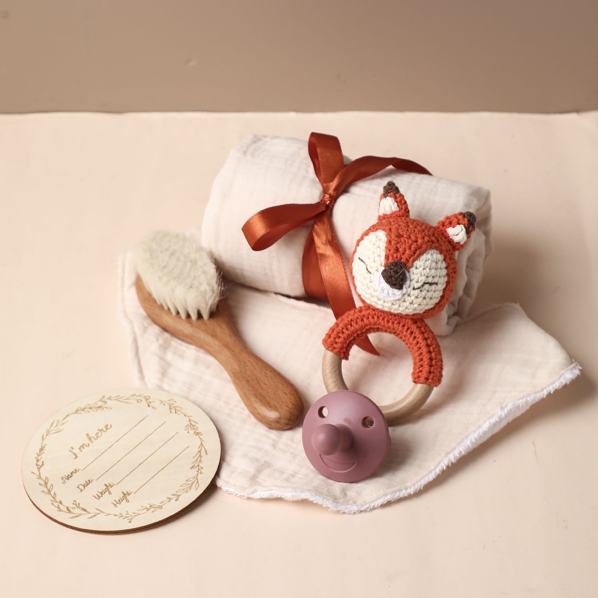 Newborn Baby Gift Set – Bath Towel, Brush & Pacifier