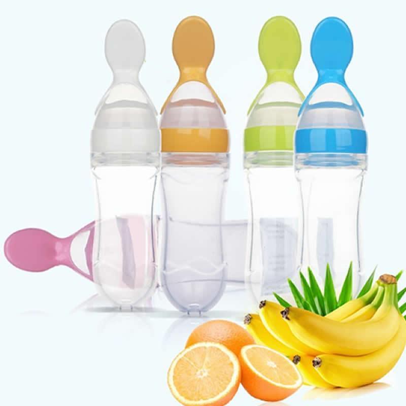 Silicone Squeeze Spoon Feeder – Baby Food & Puree Bottle