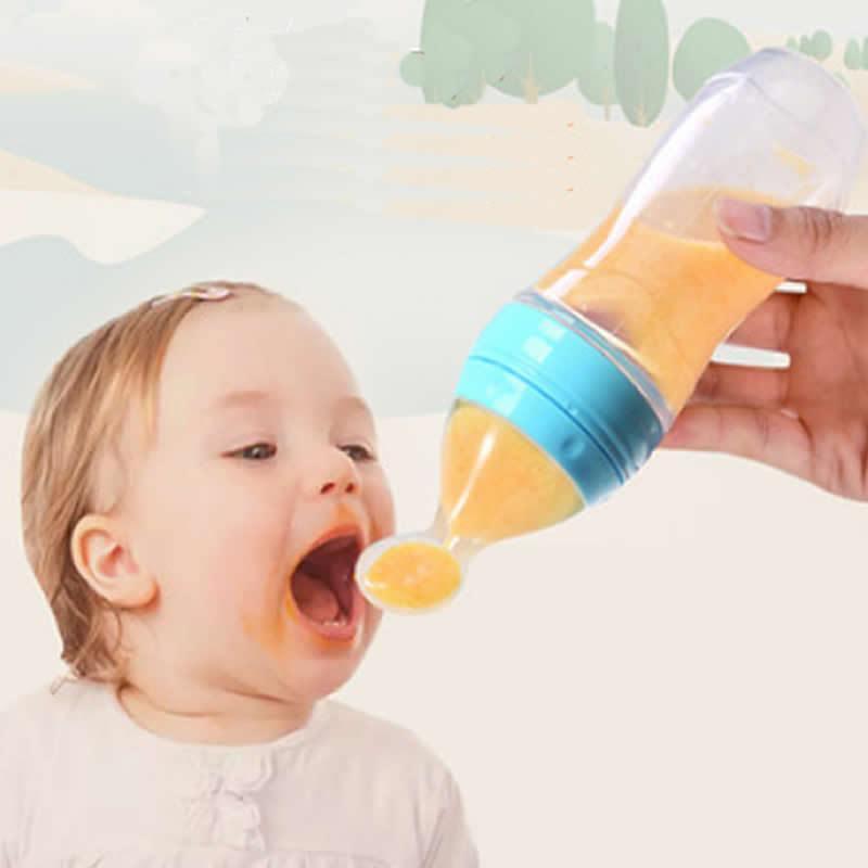 Silicone Squeeze Spoon Feeder – Baby Food & Puree Bottle