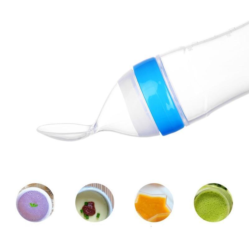 Silicone Squeeze Spoon Feeder – Baby Food & Puree Bottle