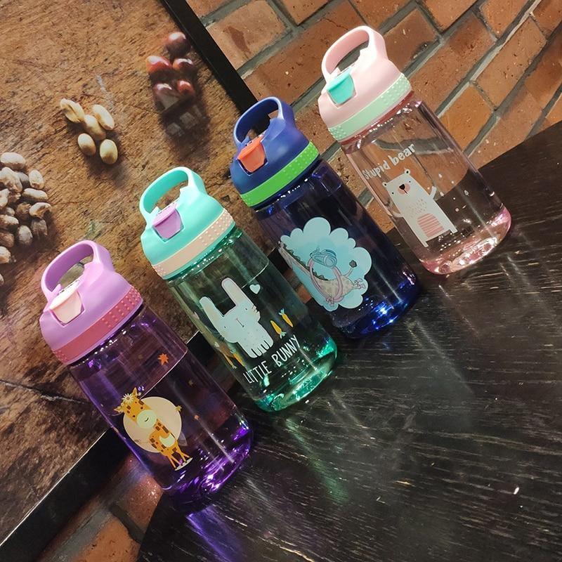 Kids Cartoon Animal Straw Water Bottle – BPA-Free Toddler Cup