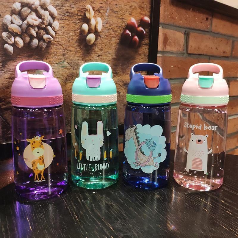 Kids Cartoon Animal Straw Water Bottle – BPA-Free Toddler Cup