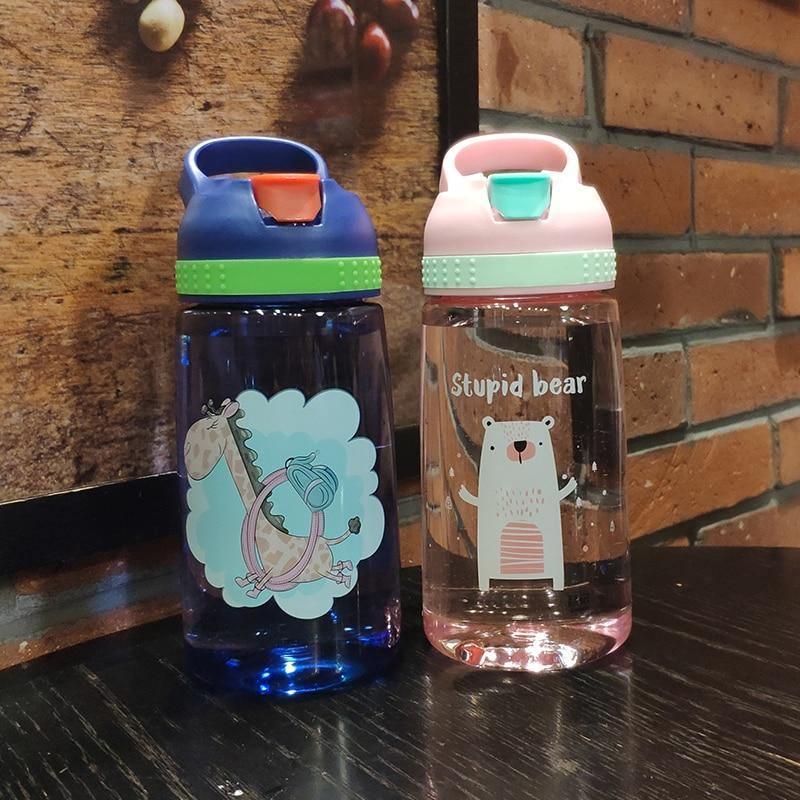Kids Cartoon Animal Straw Water Bottle – BPA-Free Toddler Cup