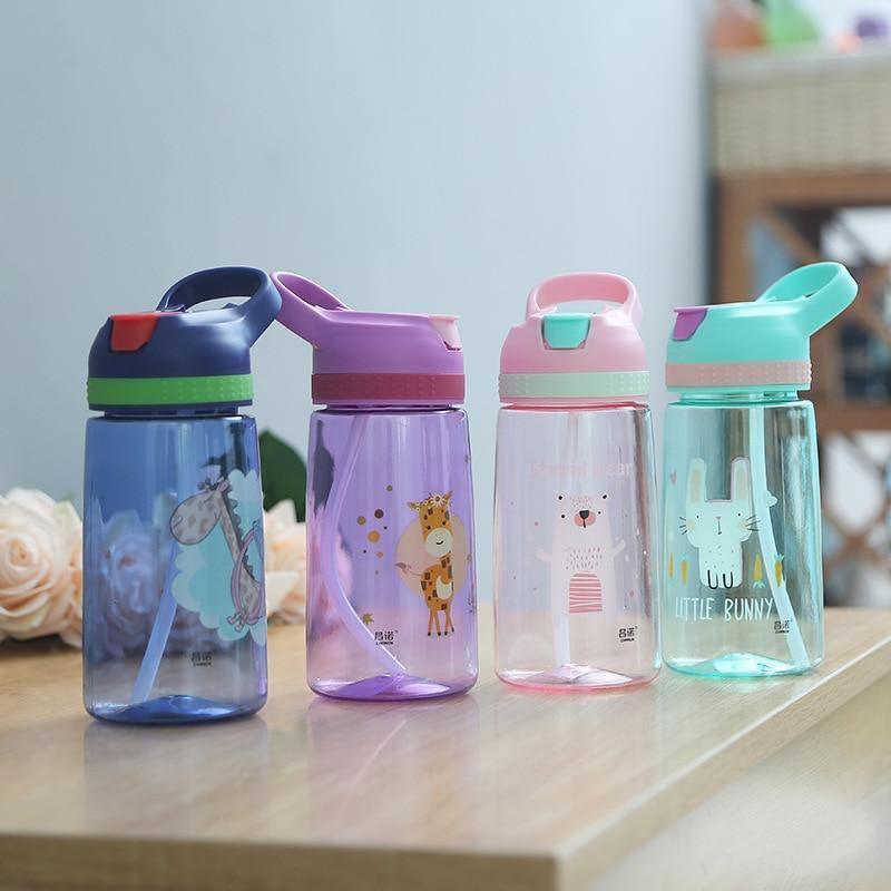 Kids Cartoon Animal Straw Water Bottle – BPA-Free Toddler Cup