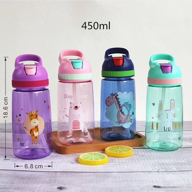 Kids Cartoon Animal Straw Water Bottle – BPA-Free Toddler Cup